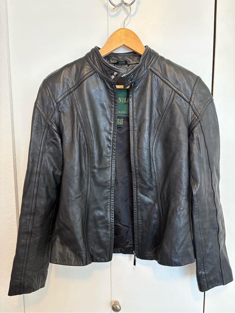 Danier Black Leather Motorcycle-Style Jacket